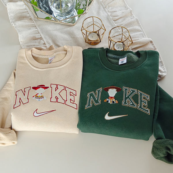 Personalized Toy Story Woody & Jessie Couple Nike Embroidered Adult Sweatshirt