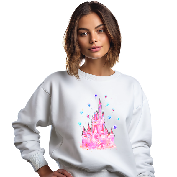 Pink Disneyland Castle Adult Sweatshirt