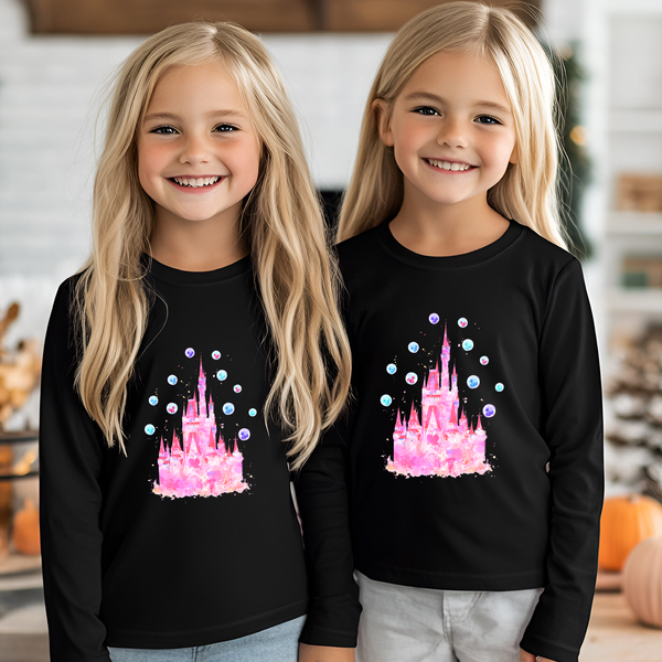 Pink Disneyland Castle Youth Sweatshirt