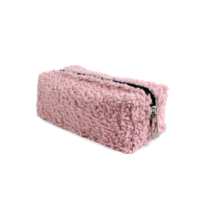 Powder Pink Plush School Pencil Case Personalization wokigi