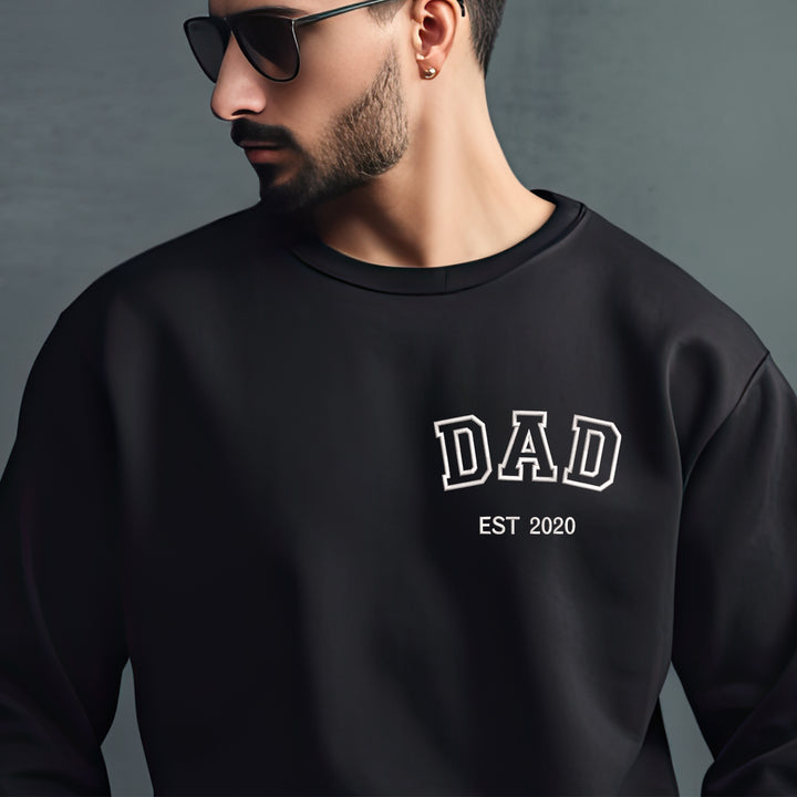 Personalized Embroidered Dad with Date Sweatshirt wokigi