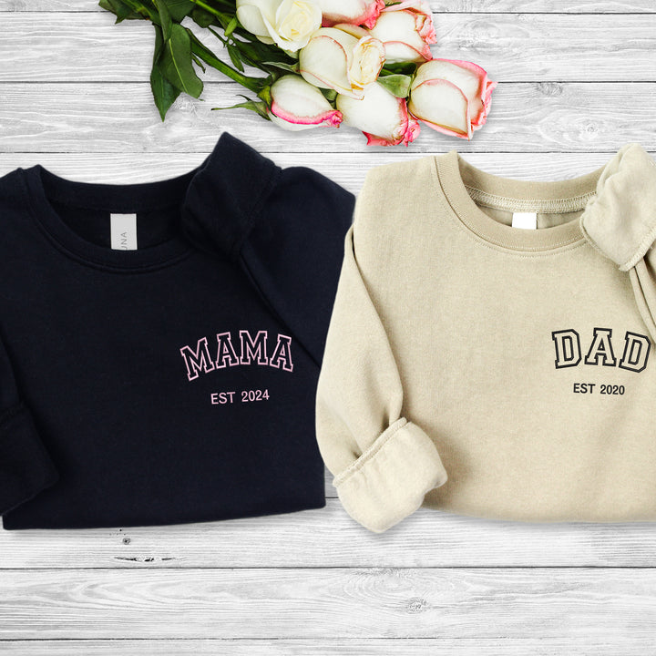 Personalized Embroidered Dad with Date Sweatshirt wokigi