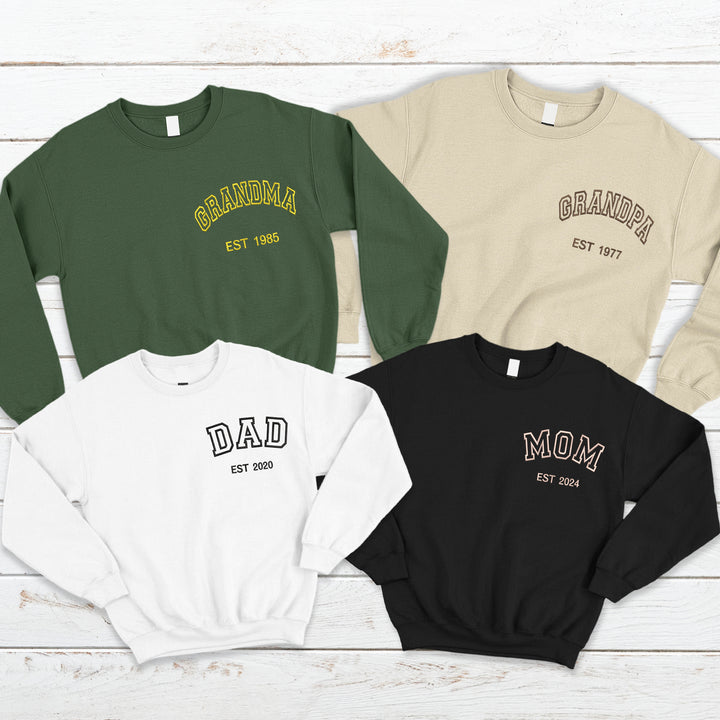 Personalized Embroidered Dad with Date Sweatshirt wokigi