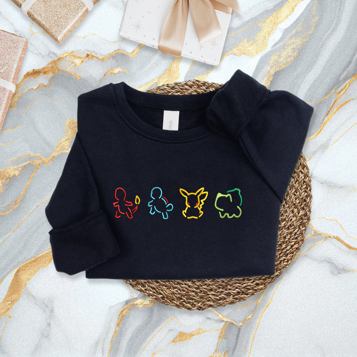 Embroidered Pokemon Silhouette Youth Sweatshirt wokigi