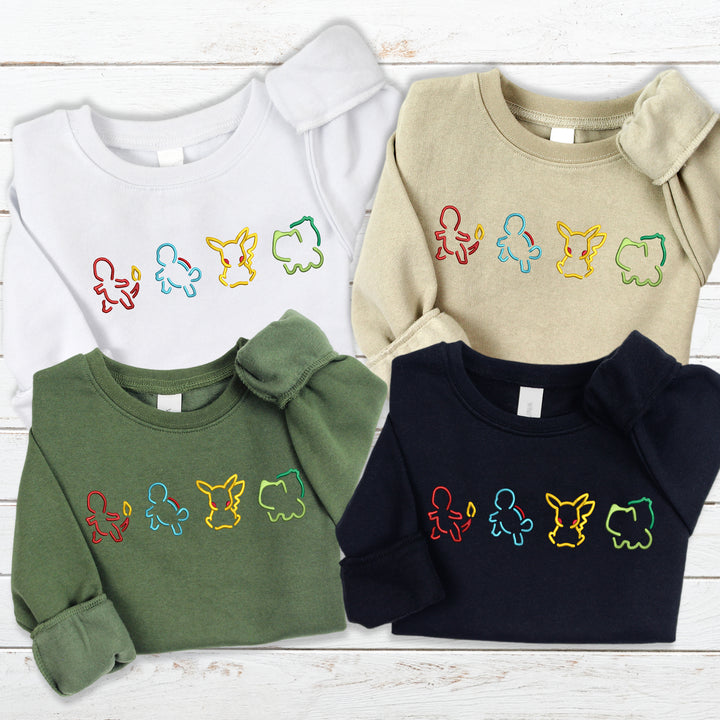 Embroidered Pokemon Silhouette Adult Sweatshirt - wokigi