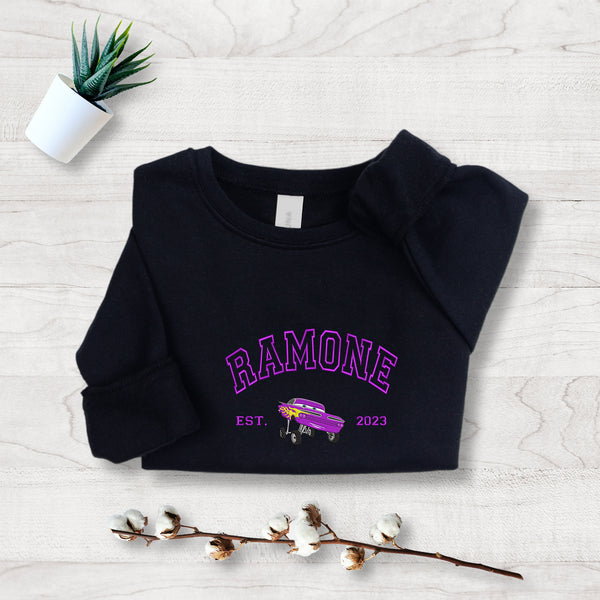 Personalized Disney Cars Ramone Embroidered Youth Sweatshirt wokigi