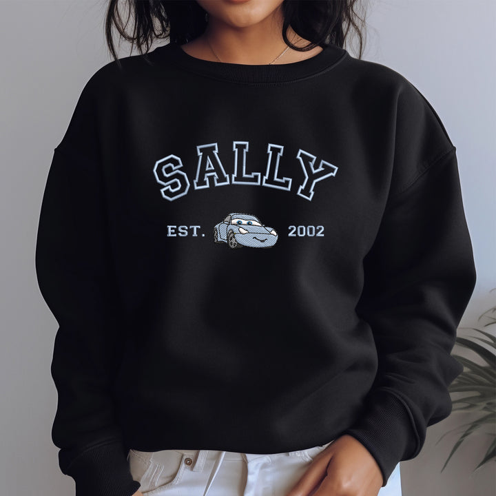 Personalized Disney Cars Sally Embroidered Adult Sweatshirt wokigi