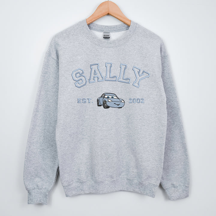 Personalized Disney Cars Sally Embroidered Adult Sweatshirt wokigi