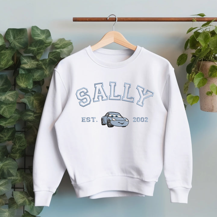 Personalized Disney Cars Sally Embroidered Adult Sweatshirt wokigi