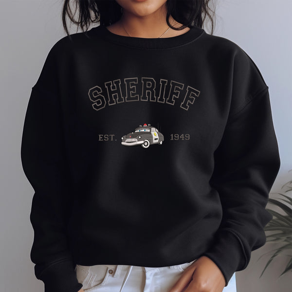 Personalized Disney Cars Shreiff Embroidered Adult Sweatshirt wokigi