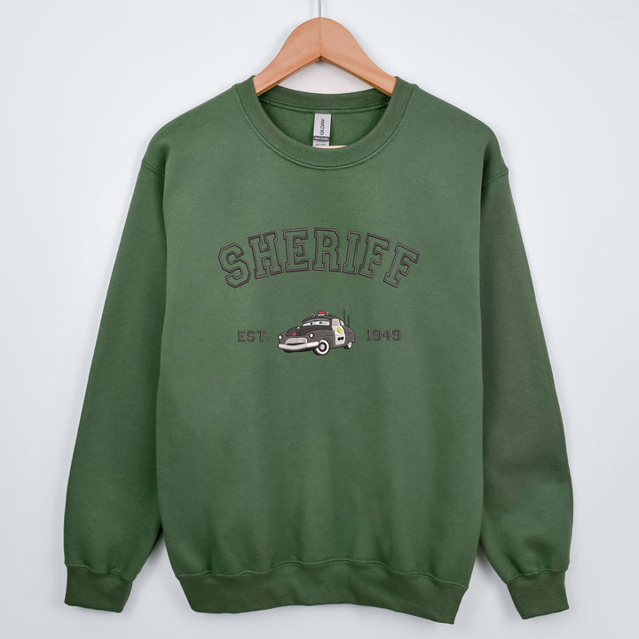 Personalized Disney Cars Shreiff Embroidered Adult Sweatshirt wokigi