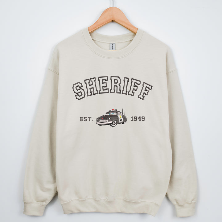 Personalized Disney Cars Shreiff Embroidered Adult Sweatshirt wokigi