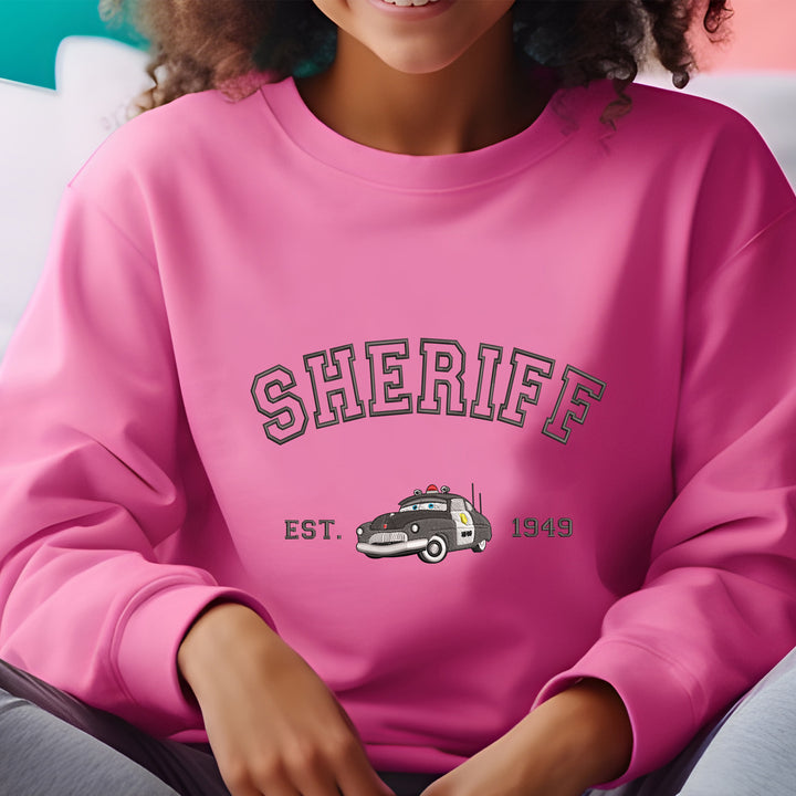 Personalized Disney Cars Shreiff Embroidered Adult Sweatshirt wokigi