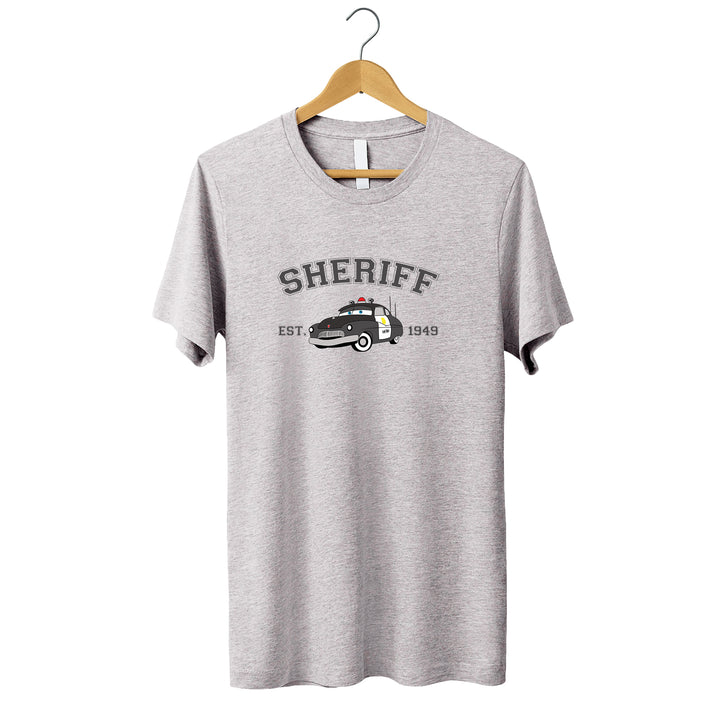 Personalized Disney Cars Sheriff Adult T-shirt wokigi