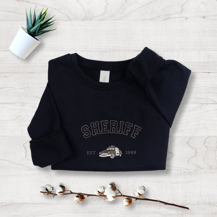 Personalized Disney Cars Sheriff Embroidered Youth Sweatshirt wokigi