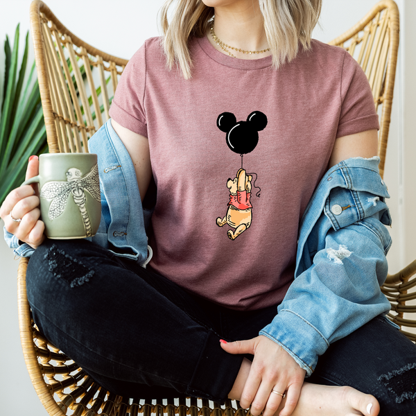 Winnie Mickey Balloon Retro Adult T-shirt