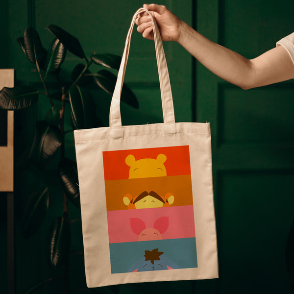 Retro Winnie The Pooh Characters Tote Bag