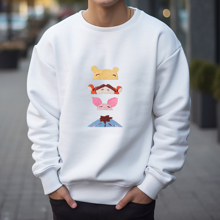 Winnie The Pooh and Friends Embroidered Adult Sweatshirt wokigi