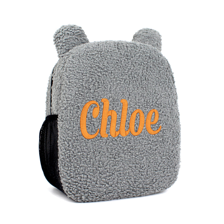 Personalized Grey Teddy Bear Kids Medium Backpack wokigi