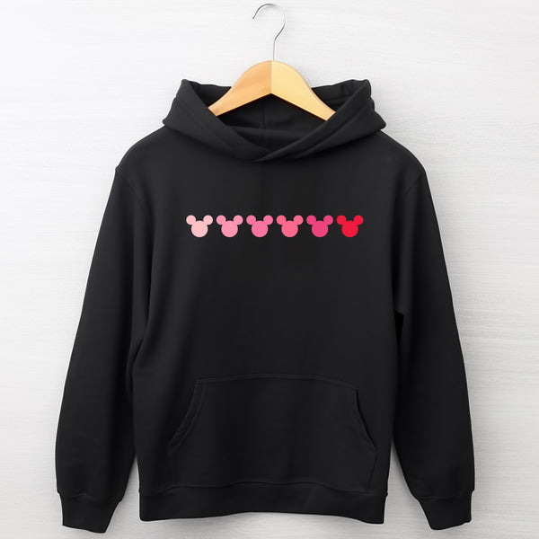 Disney Pink Mickey Ear Hearts Adult Hoodie