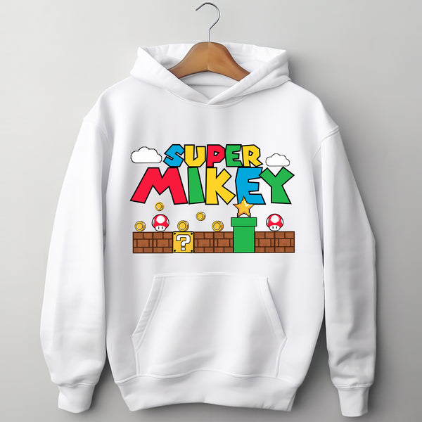 Super Mario Custom Name Adult Hoodie wokigi