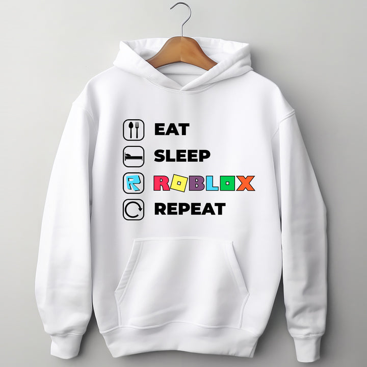 Eat Sleep Roblox Repeat Adult Hoodie - wokigi