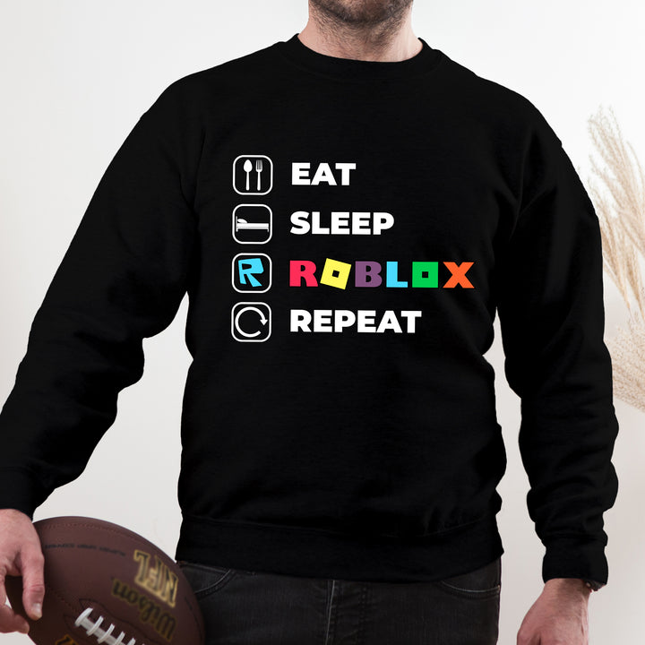 Eat Sleep Roblox Repeat Adult Sweatshirt - wokigi