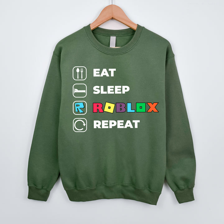 Eat Sleep Roblox Repeat Adult Sweatshirt - wokigi