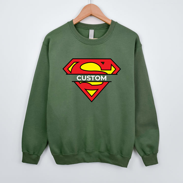 Superman Custom Name Adult Sweatshirt wokigi