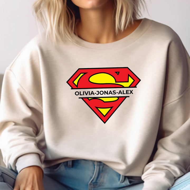 Superman Custom Name Adult Sweatshirt wokigi