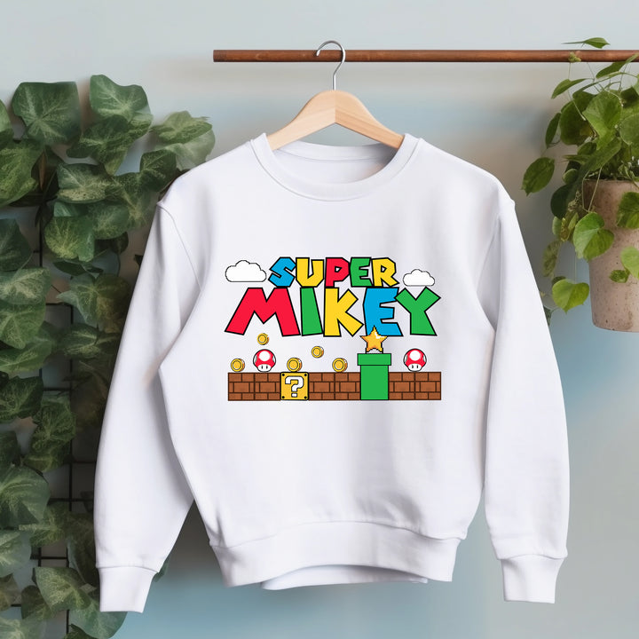 Super Mario Custom Name Adult Sweatshirt wokigi