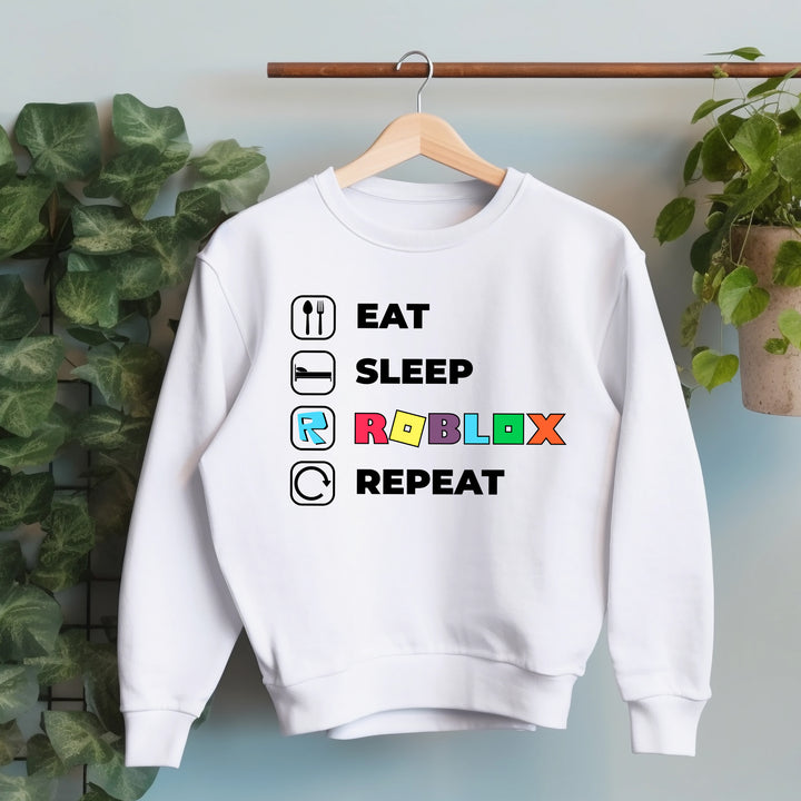 Eat Sleep Roblox Repeat Adult Sweatshirt - wokigi