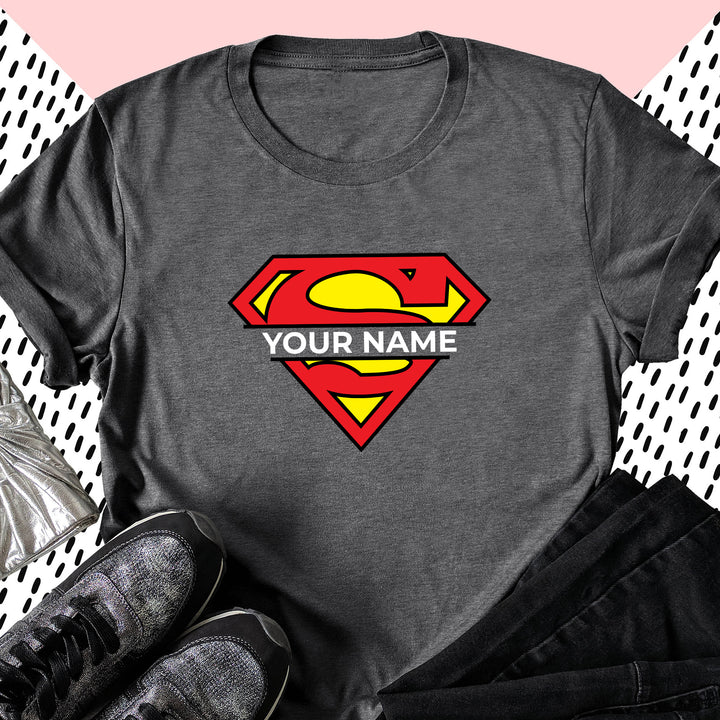 Superman Custom Name Adult T-shirt wokigi