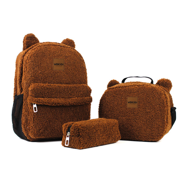 Personalized Coffee Milk Teddy Bear Backpack & Lunch Bag Set wokigi