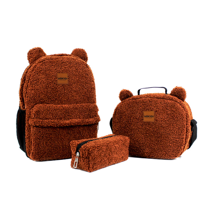 Personalized Coffee Milk Teddy Bear Backpack & Lunch Bag Set wokigi