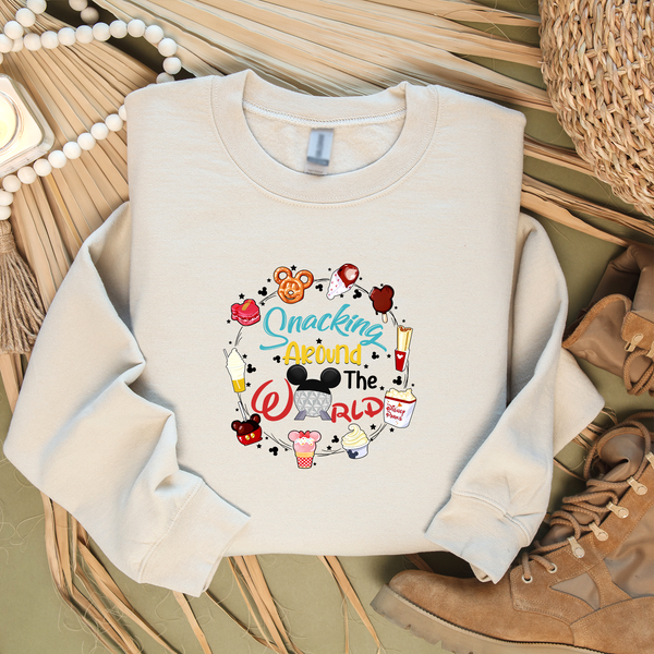 Disneyland snacking around the world crew Adult Sweatshirt