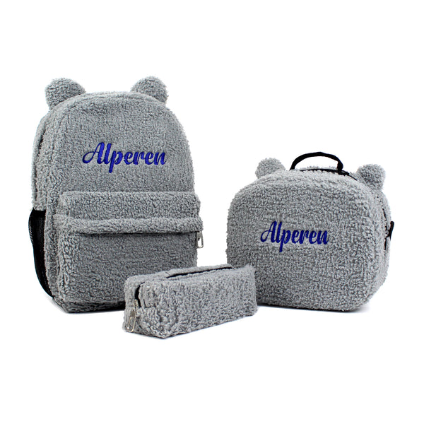 Personalized Coffee Milk Teddy Bear Backpack & Lunch Bag Set wokigi