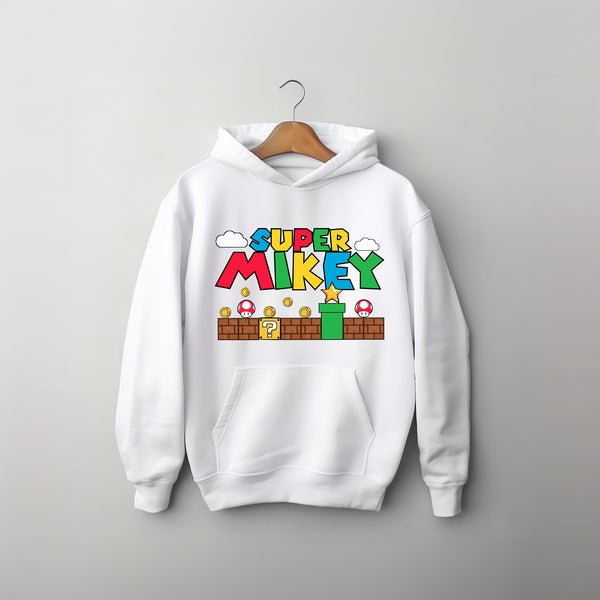 Super Mario Custom Name Kids Hoodie wokigi