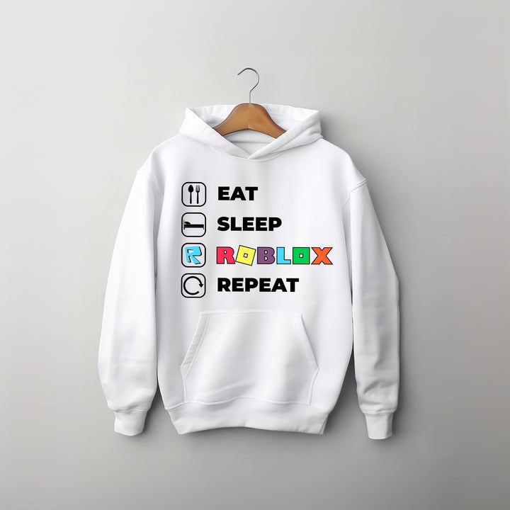 Eat Sleep Roblox Repeat Kids Hoodie wokigi