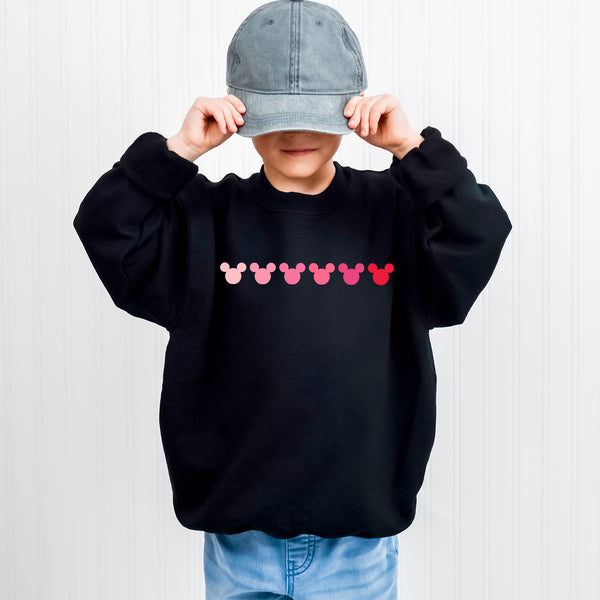 Disney Pink Mickey Ear Hearts Youth Sweatshirt