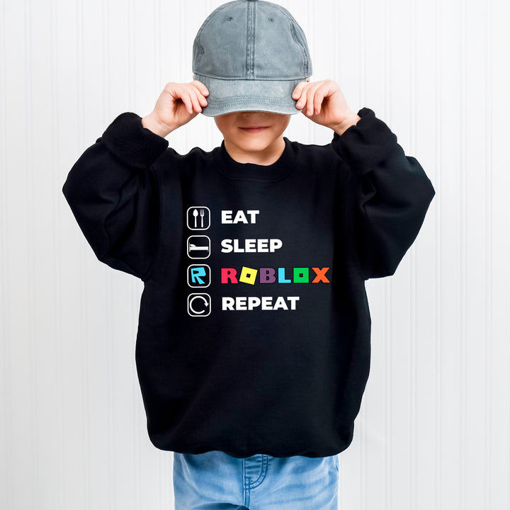 Eat Sleep Roblox Repeat Kids Sweatshirt wokigi