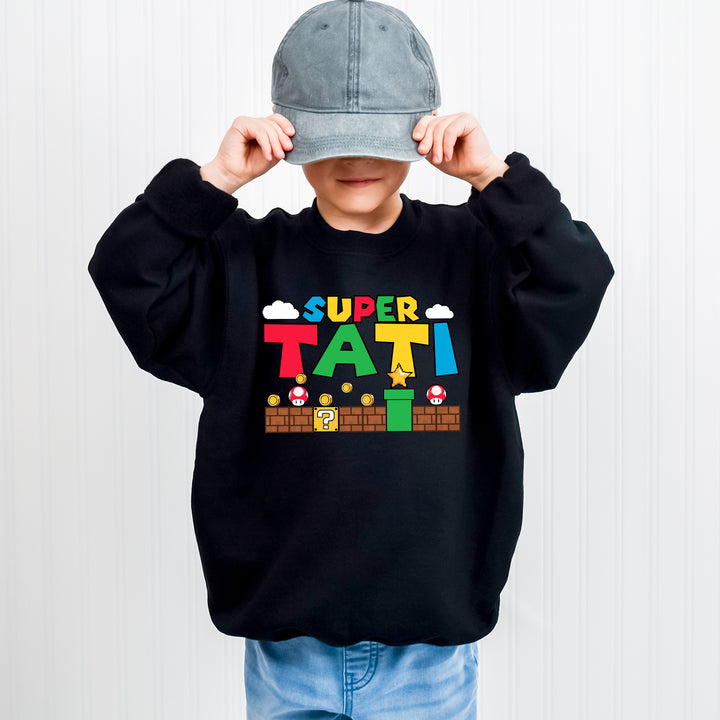 Super Mario Custom Name Kids Sweatshirt wokigi