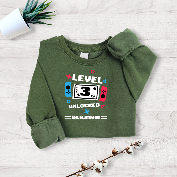 Personalized Level 9 Unlocked Birthday Kids Sweatshirt wokigi