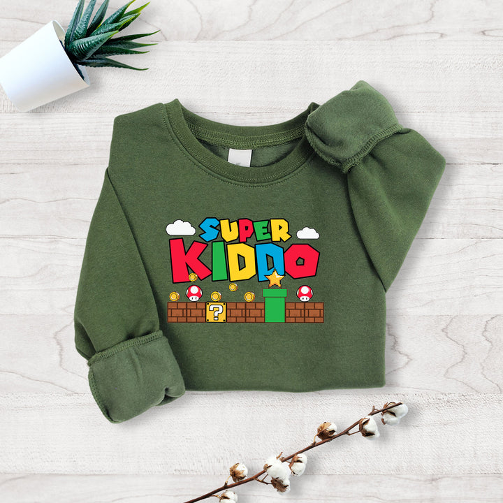 Super Mario Custom Name Kids Sweatshirt wokigi