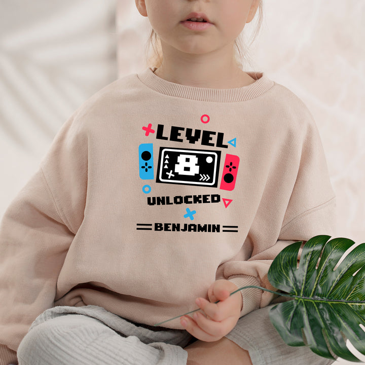 Personalized Level 7 Unlocked Birthday Kids Sweatshirt wokigi