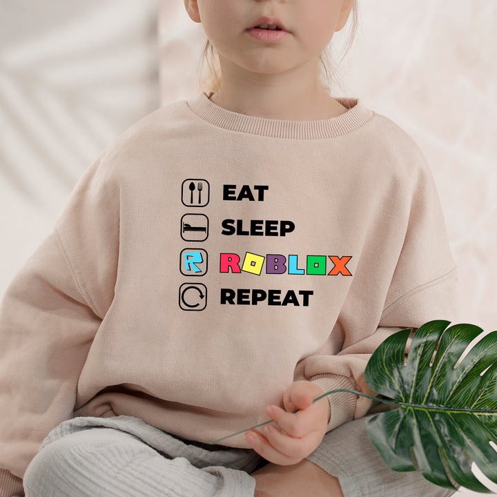 Eat Sleep Roblox Repeat Kids Sweatshirt wokigi