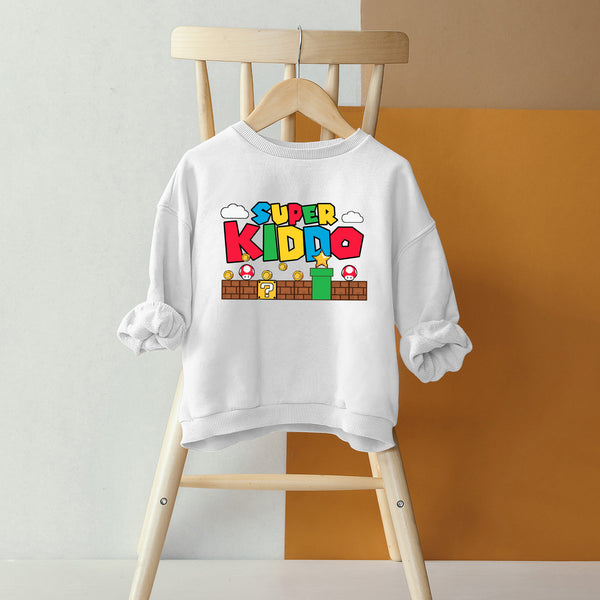 Super Mario Custom Name Kids Sweatshirt wokigi