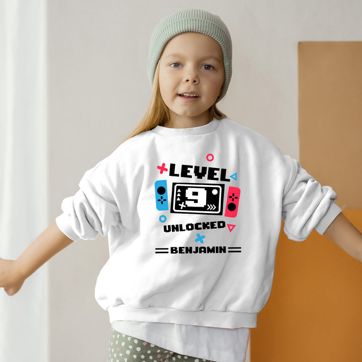 Personalized Level 8 Unlocked Birthday Kids Sweatshirt wokigi