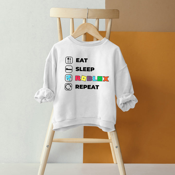 Eat Sleep Roblox Repeat Kids Sweatshirt wokigi