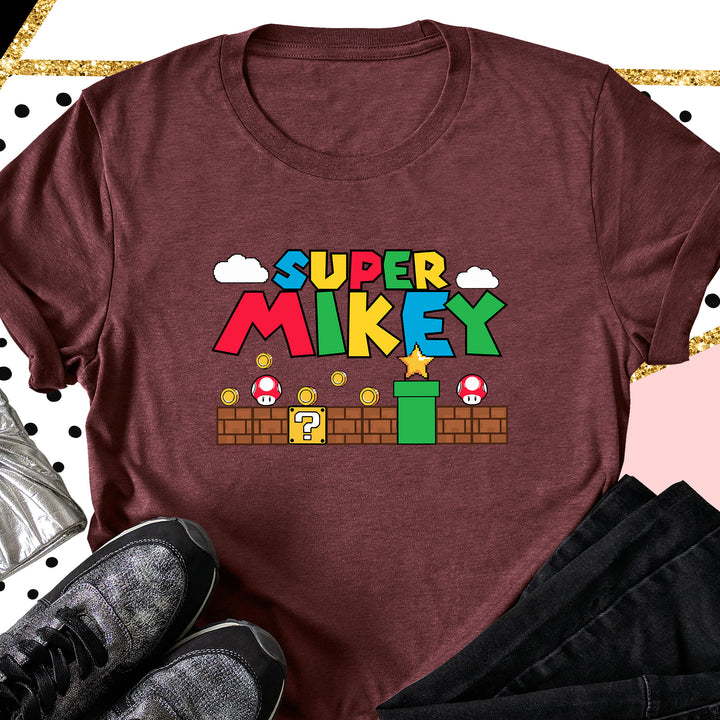 Super Mario Custom Name Youth T-shirt wokigi